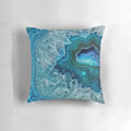 Teal, aqua, and turquoise blue agate mineral crystals patterned decorative throw pillow