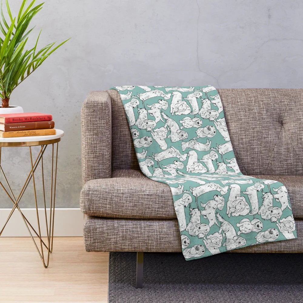 Artsy Dachshund Sketch Pattern Plush Blanket