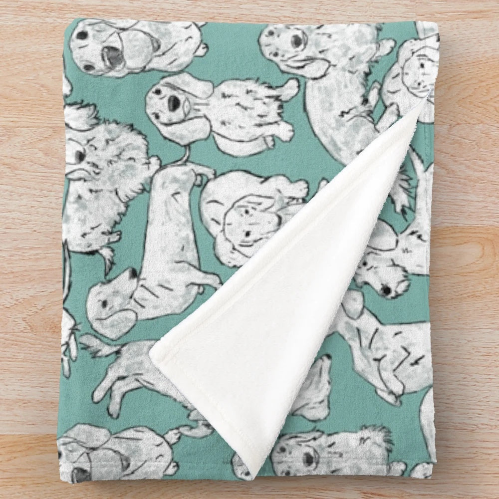 Artsy Dachshund Sketch Pattern Plush Blanket