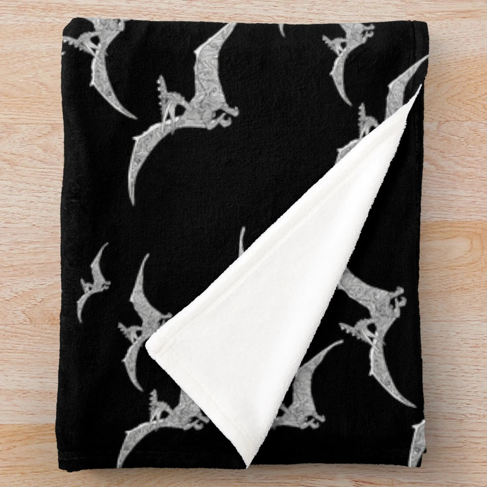Artistic flying dinosaur pterodactyl plush blanket