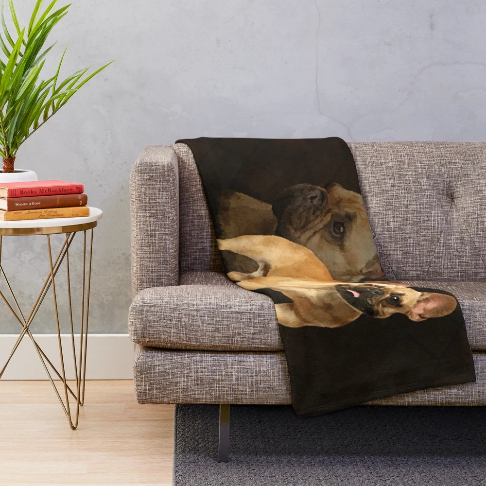 Watercolor French Bulldog Plush Blanket