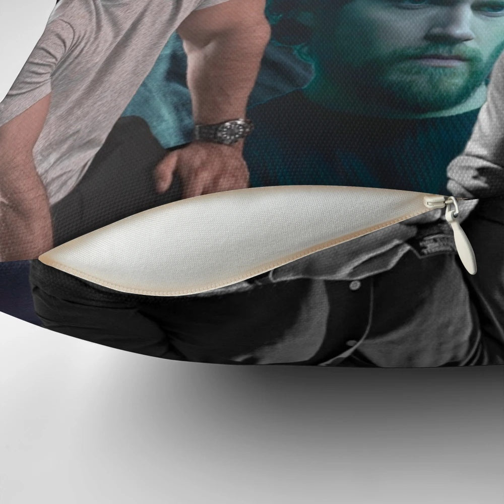 Decorative pillow featuring an artistic collage design of actor Henry Cavill