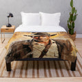 Indiana Jones inspired plush blanket featuring movie-inspired artwork