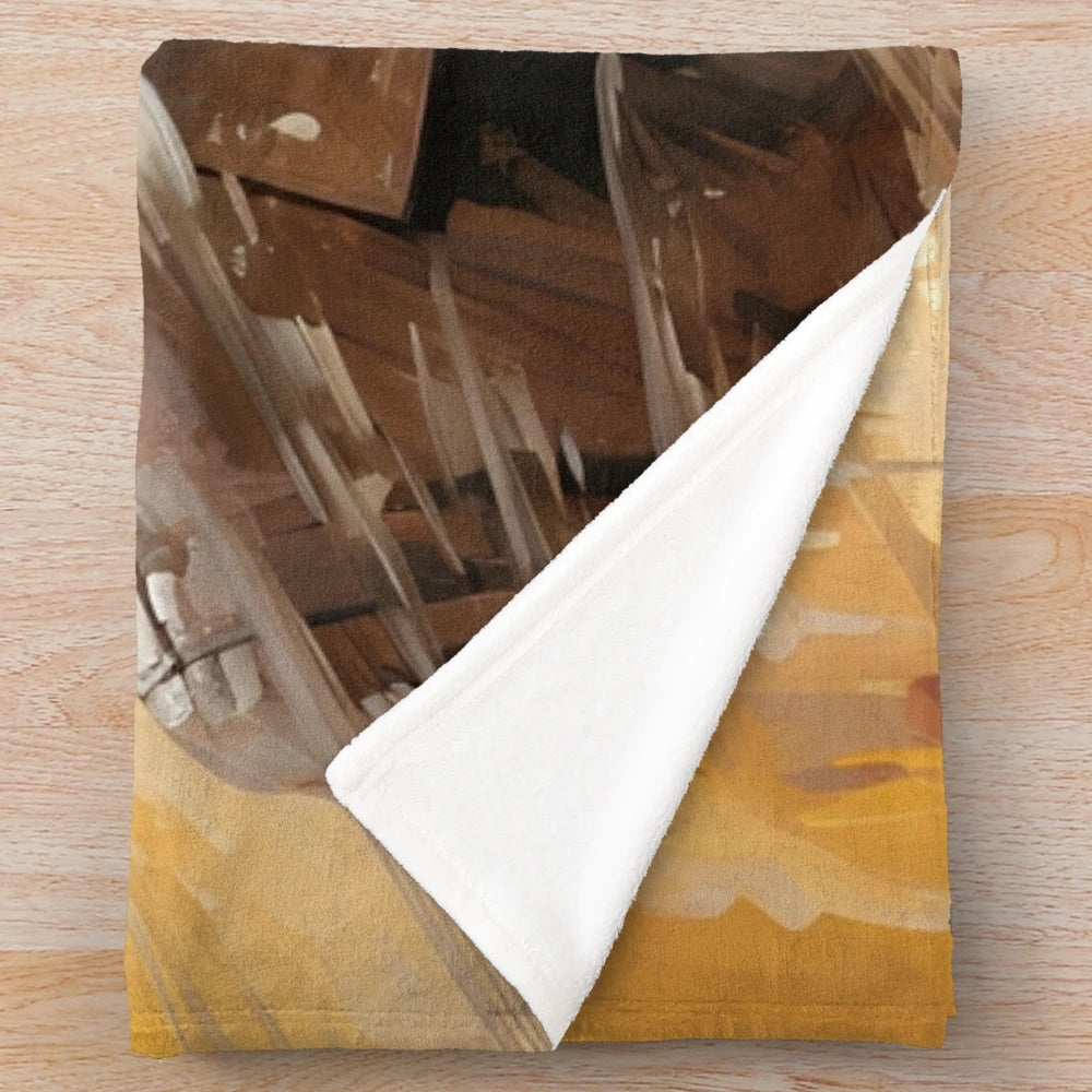 Indiana Jones inspired plush blanket featuring movie-inspired artwork