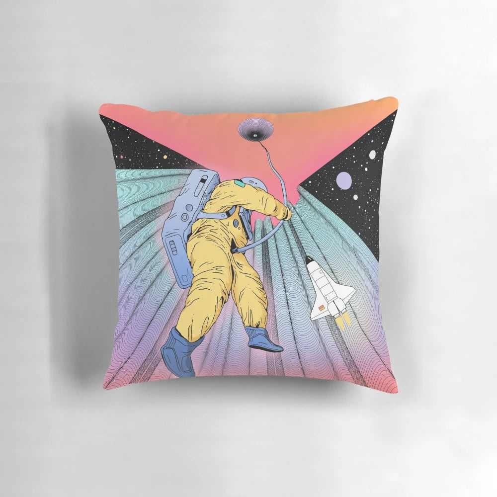 Ascension Space-Themed Pillow with galaxy, stars, and astronaut imagery