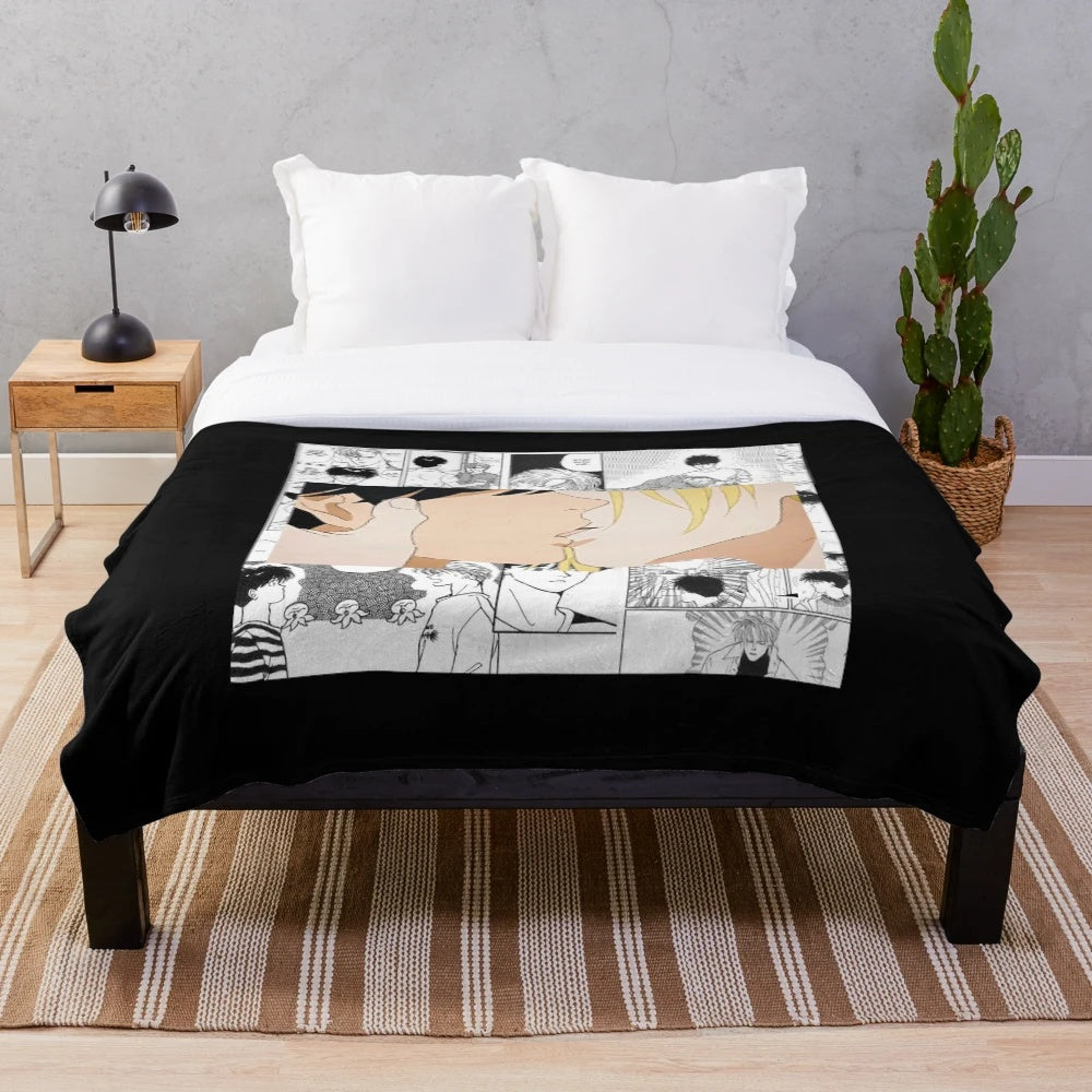 Ash and Eiji inspired plush anime blanket