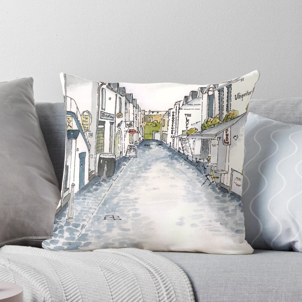 Ashton Lane Glasgow Pillow featuring a stunning cityscape of the Scottish city