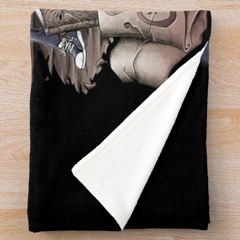 Ashy Slashy Inspired Plush Blanket with Evil Dead, Necronomicon, and Horror Movie Themes