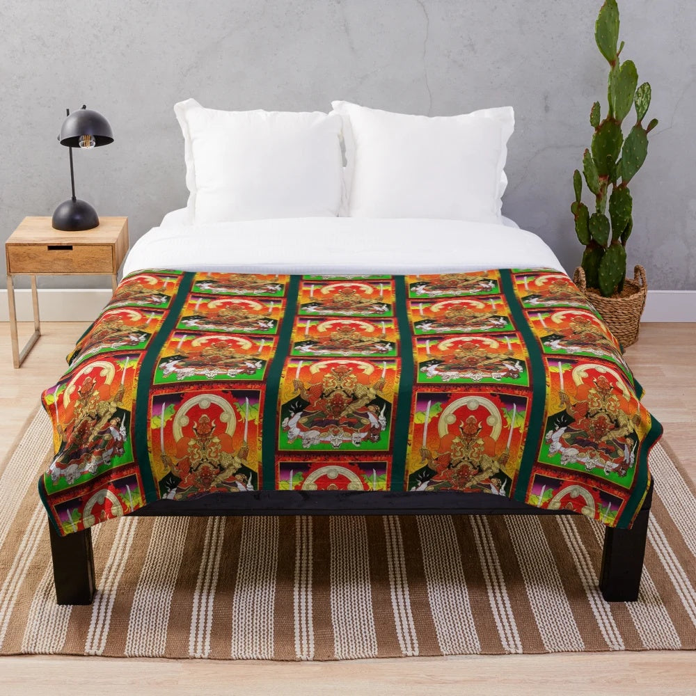Tekken and Soul Calibur inspired plush blanket featuring Buddhist art style