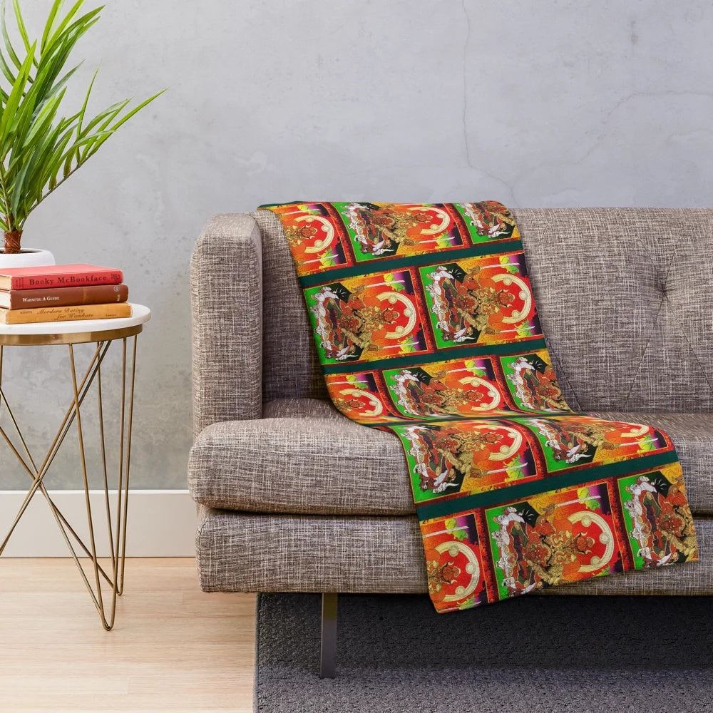 Tekken and Soul Calibur inspired plush blanket featuring Buddhist art style