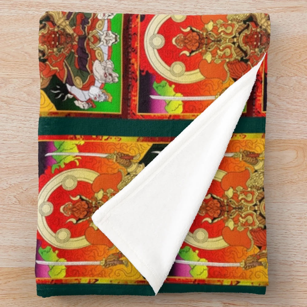Tekken and Soul Calibur inspired plush blanket featuring Buddhist art style
