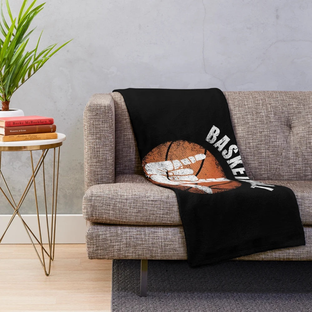 ASL Basketball I Love You Sign Language Plush Blanket