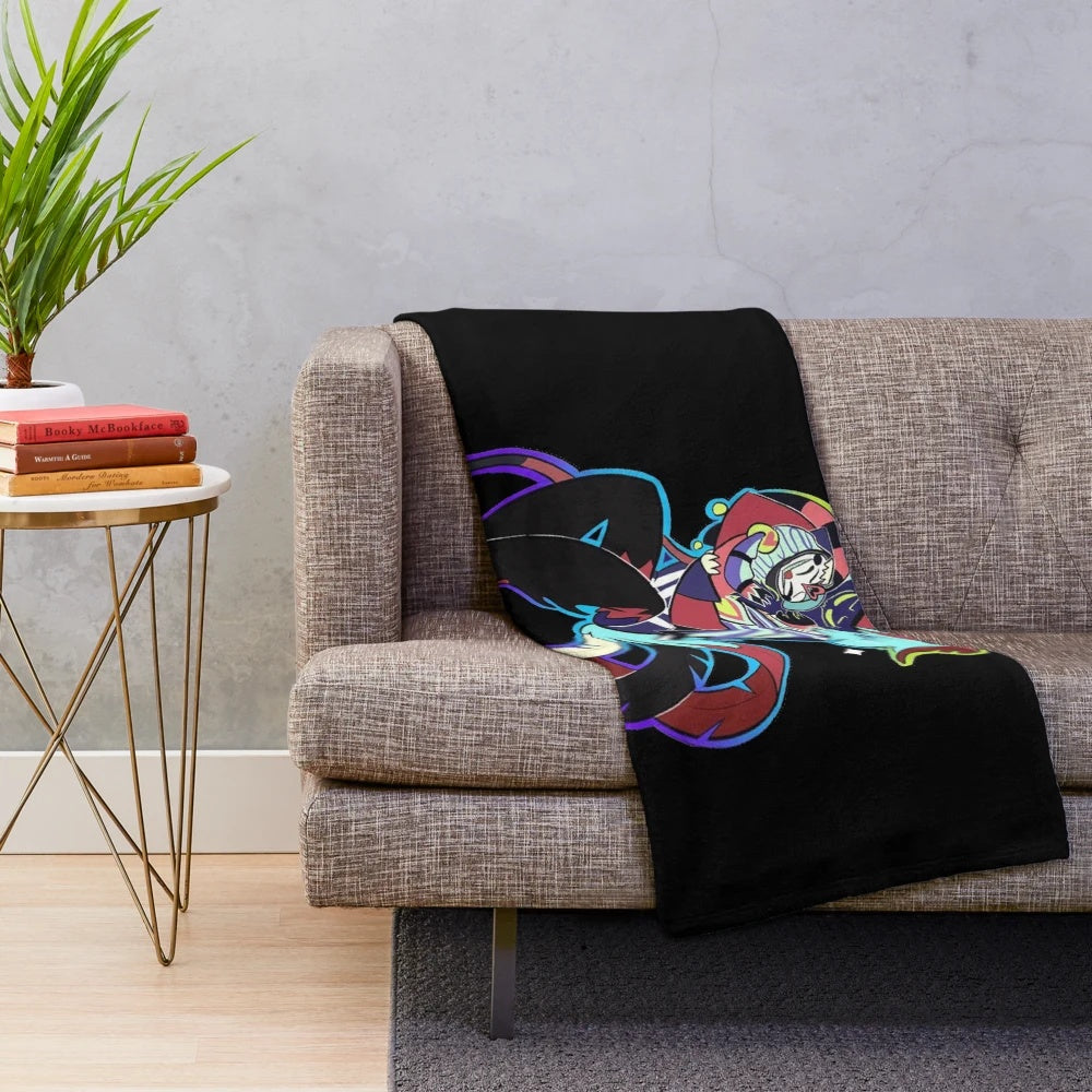 Asmodeus inspired plush blanket from Helluva Boss animated series