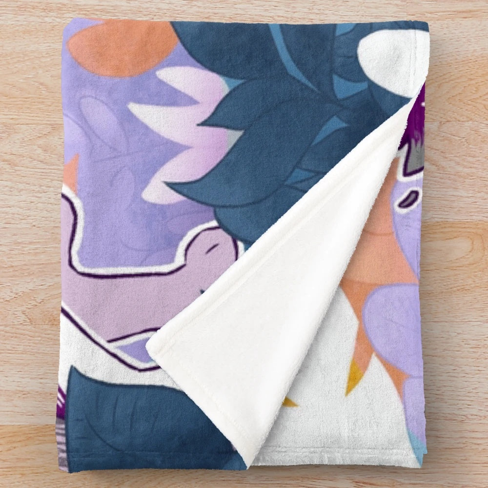 Aspec Wolf Dance Plush Blanket featuring a cozy, vibrant design of a wolf dancing in a nature-inspired setting.