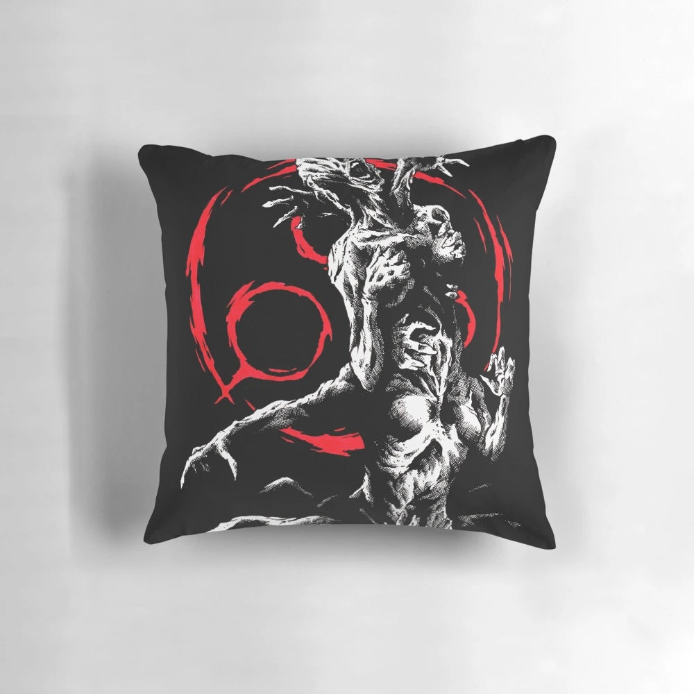A Spooky Silent Hill Homecoming Inspired Pillow with Pyramid Head and Creepy Doll Motifs