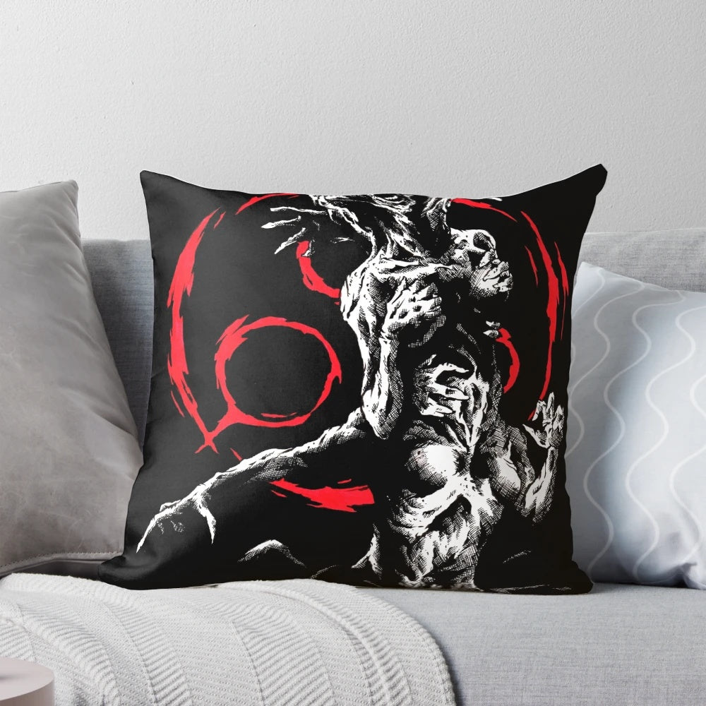 A Spooky Silent Hill Homecoming Inspired Pillow with Pyramid Head and Creepy Doll Motifs