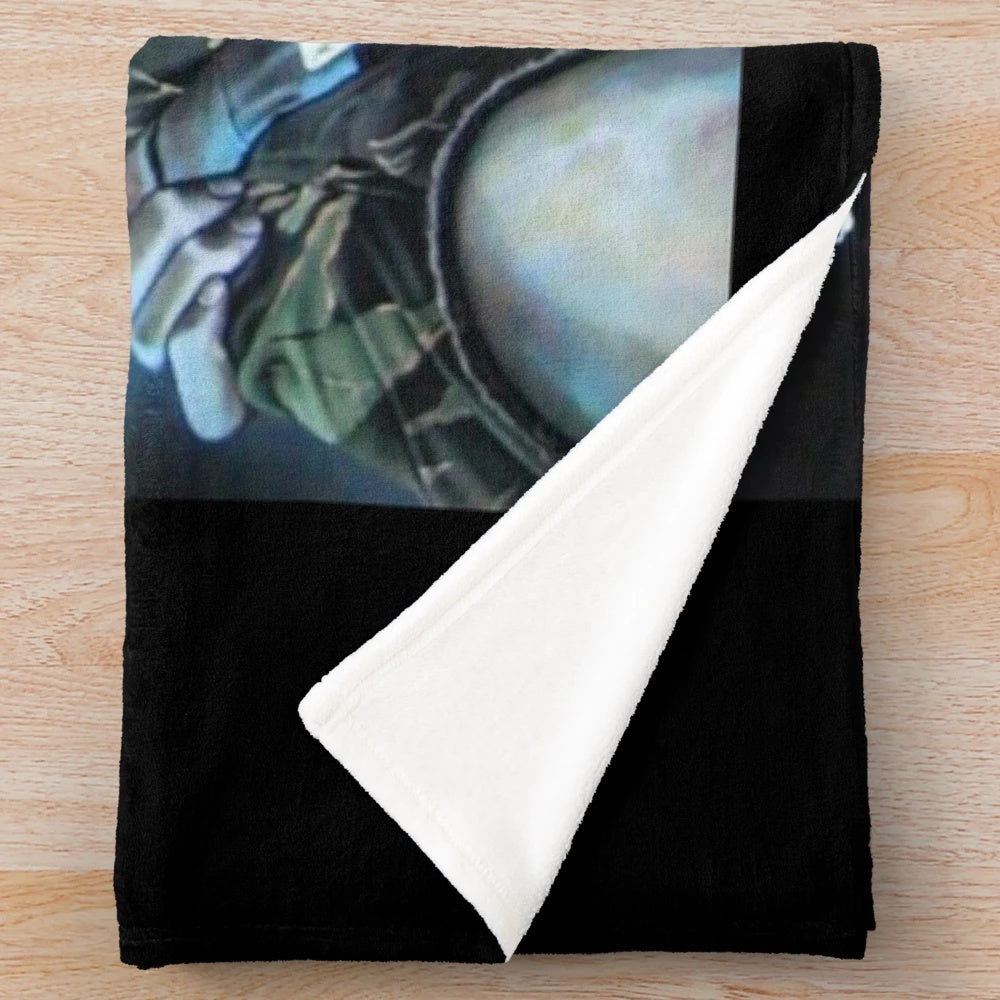Assassing inspired plush blanket with music-themed design