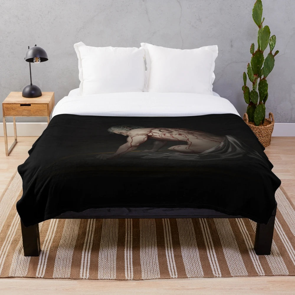Astarion-inspired plush blanket with vampire scar design