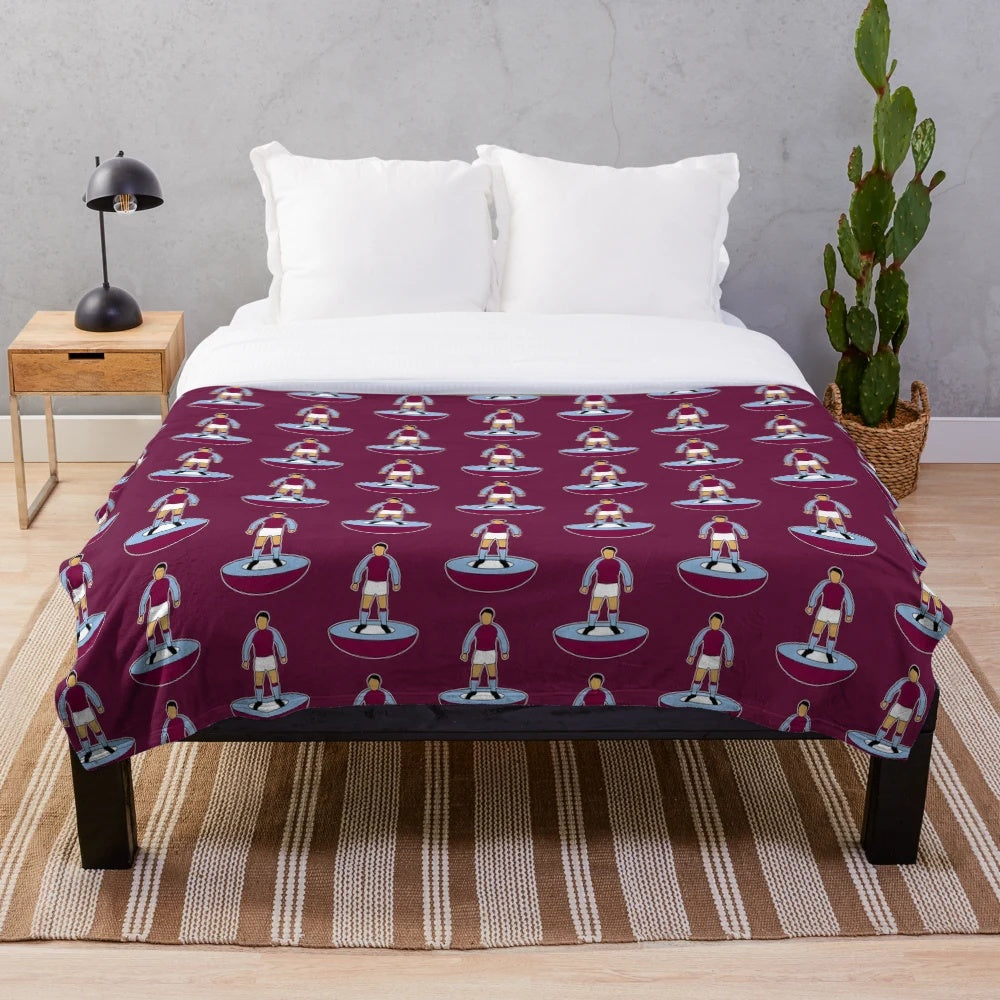 Aston Villa inspired plush blanket featuring football/soccer design