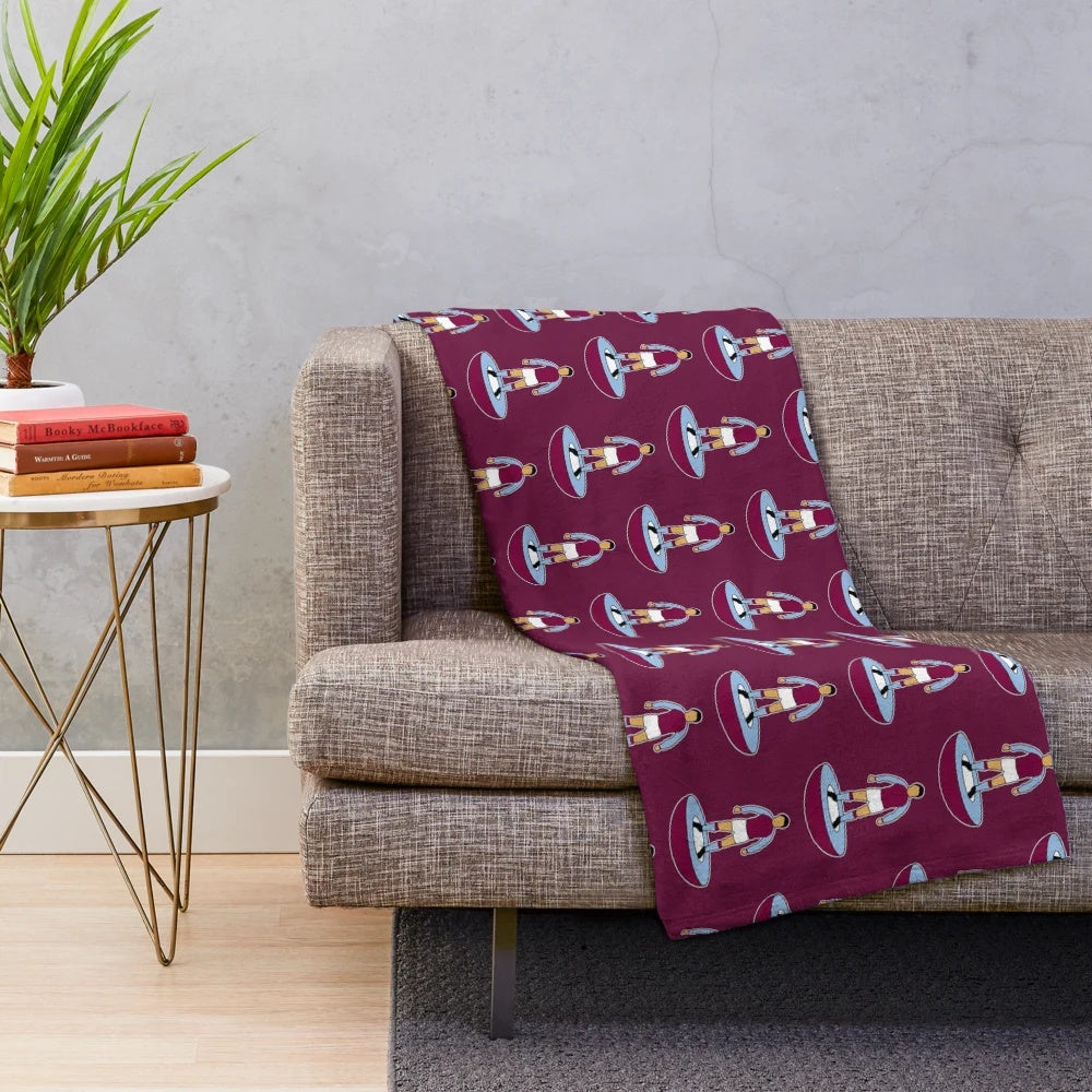 Aston Villa inspired plush blanket featuring football/soccer design