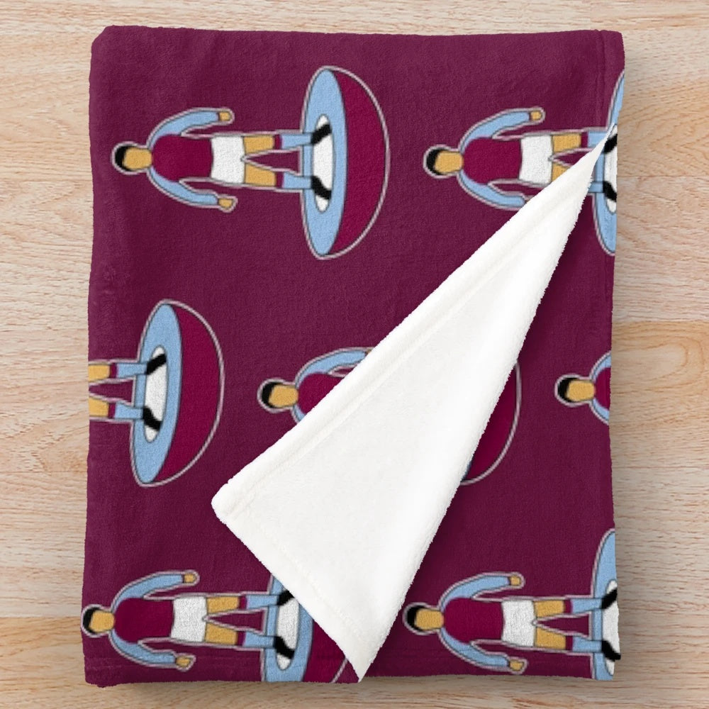Aston Villa inspired plush blanket featuring football/soccer design