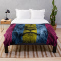 Aston Villa inspired plush blanket with a lion design