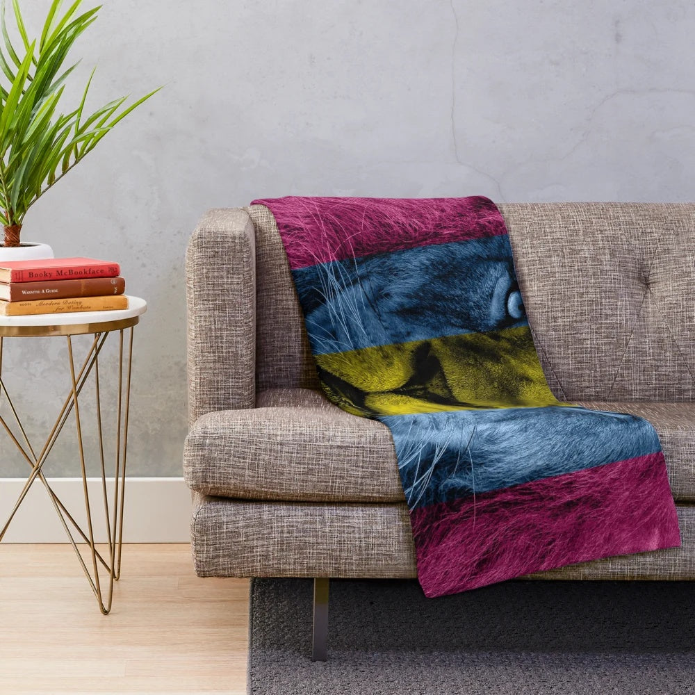 Aston Villa inspired plush blanket with a lion design