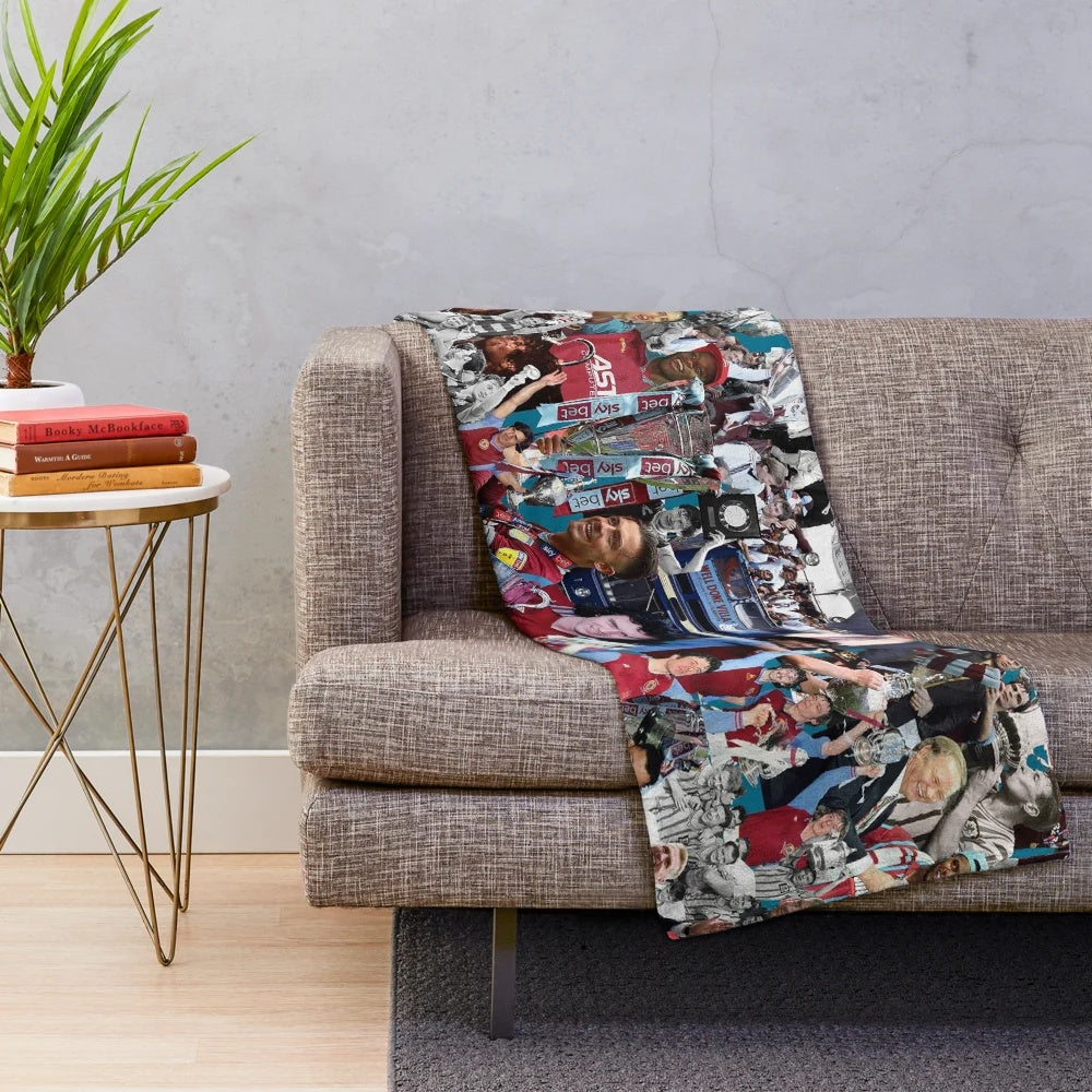 Aston Villa Legends Plush Blanket - Featuring Mosaic Collage of Club Legends