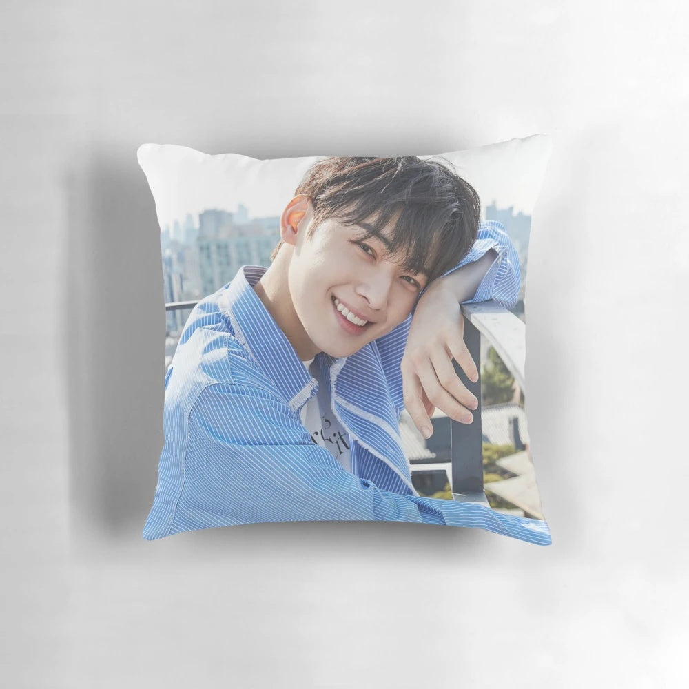 Astro-inspired dream pillow featuring members Eunwoo, Moonbin, Rocky, and more