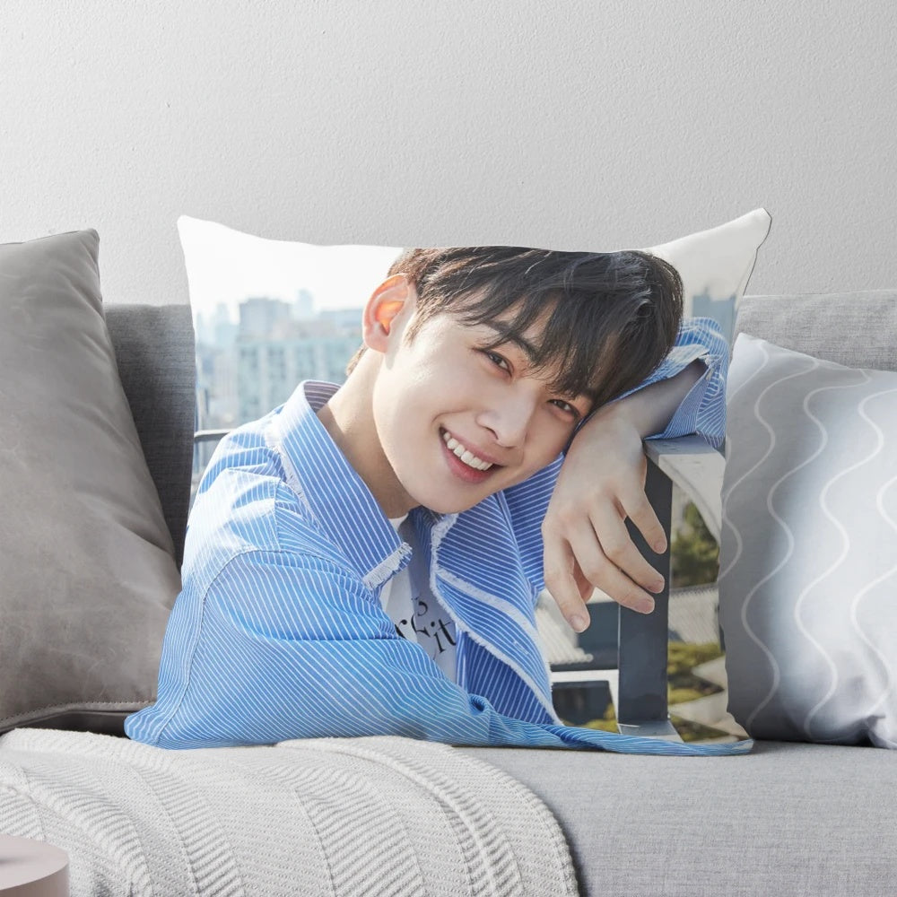 Astro-inspired dream pillow featuring members Eunwoo, Moonbin, Rocky, and more