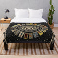 Plush blanket featuring the zodiac wheel and major arcana tarot imagery