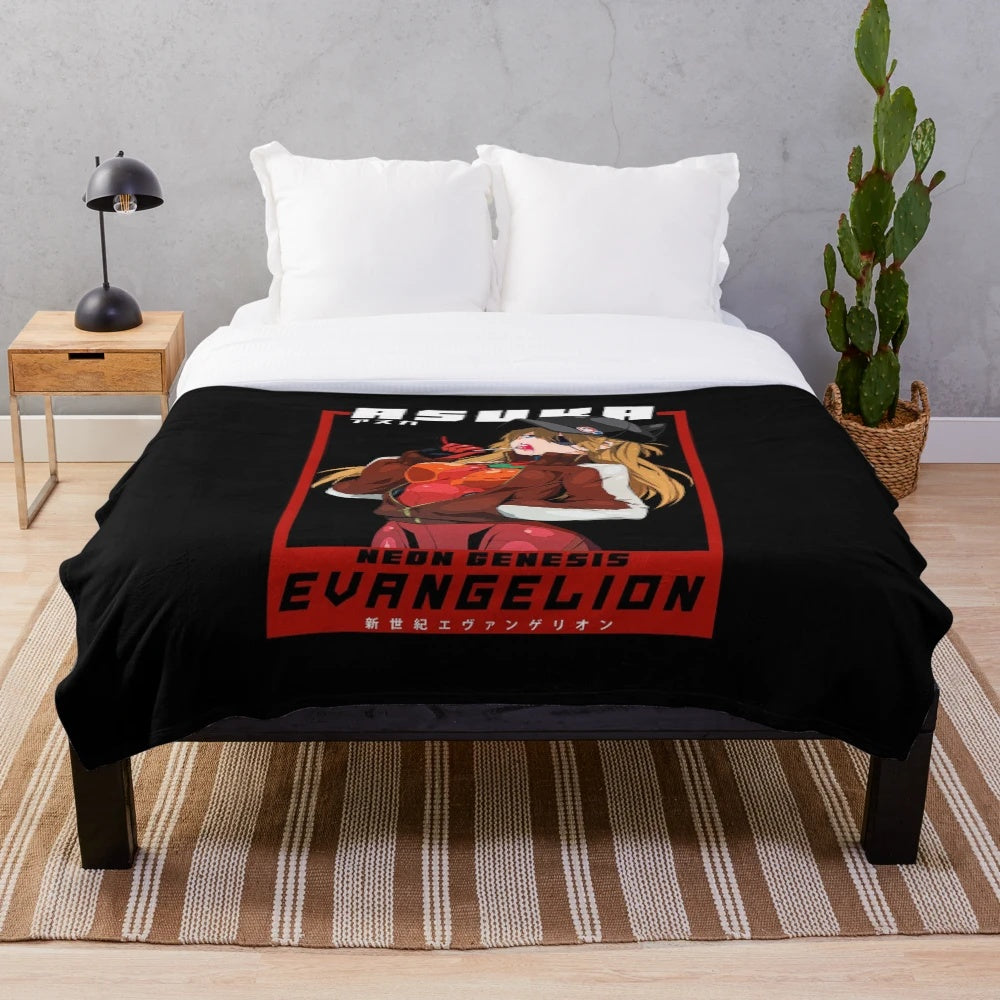 Asuka Langley Soryu inspired anime plush blanket featuring the popular character from Neon Genesis Evangelion