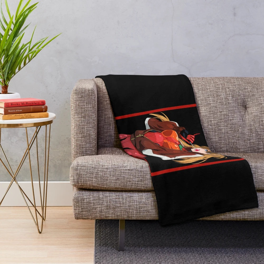 Asuka Langley Soryu inspired anime plush blanket featuring the popular character from Neon Genesis Evangelion