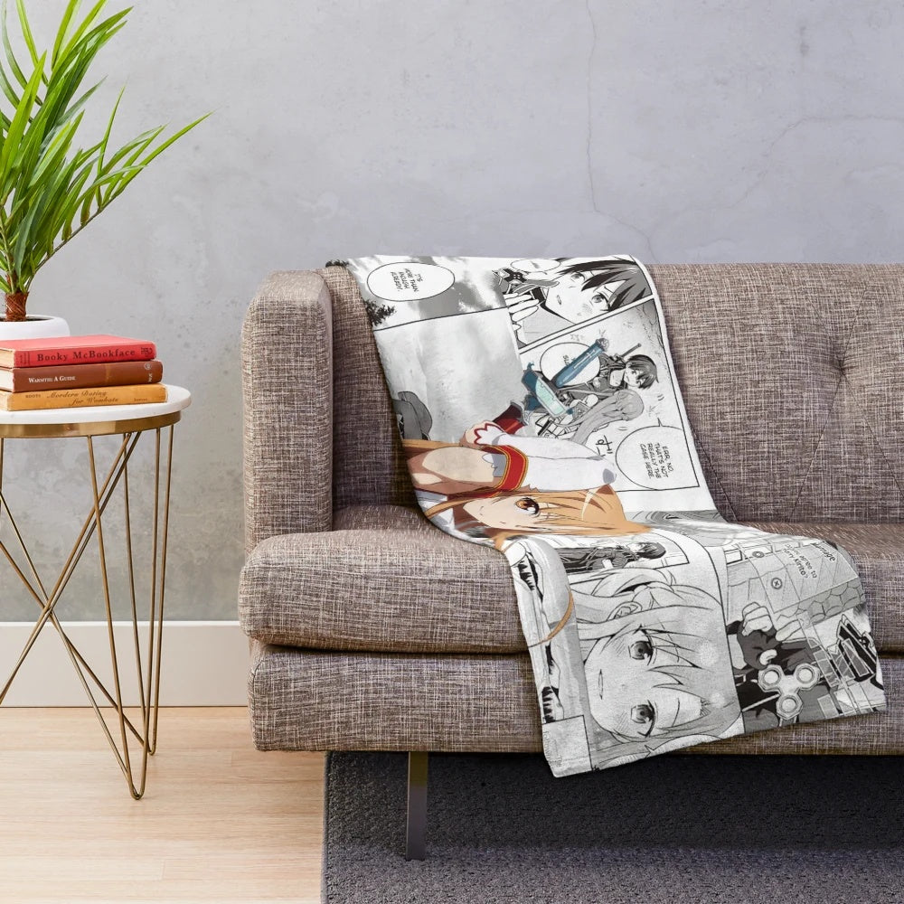 Asuna Inspired Plush Blanket - Soft Anime Themed Throw Pillow for Home Decor