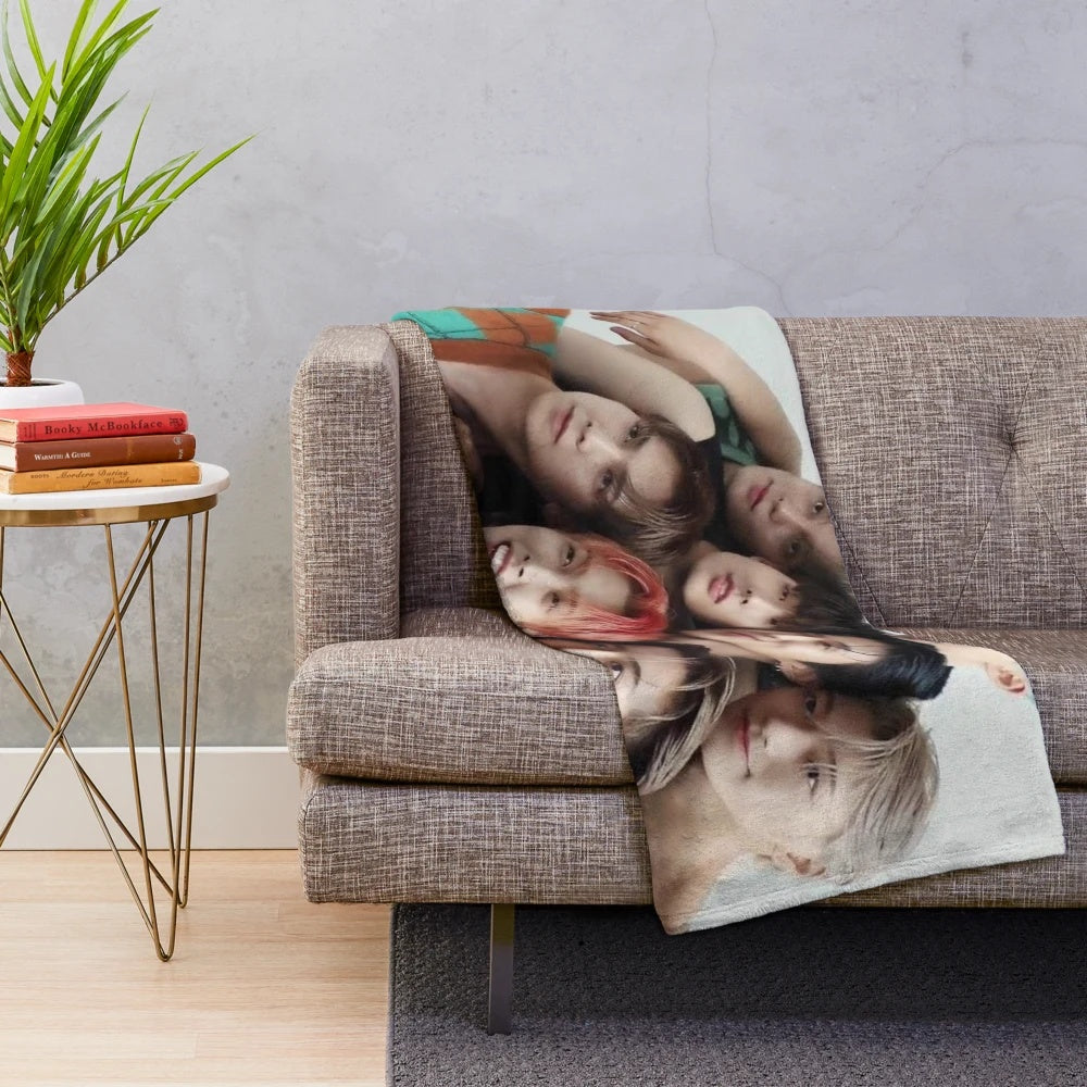 Ateez-inspired plush blanket featuring Ateez members