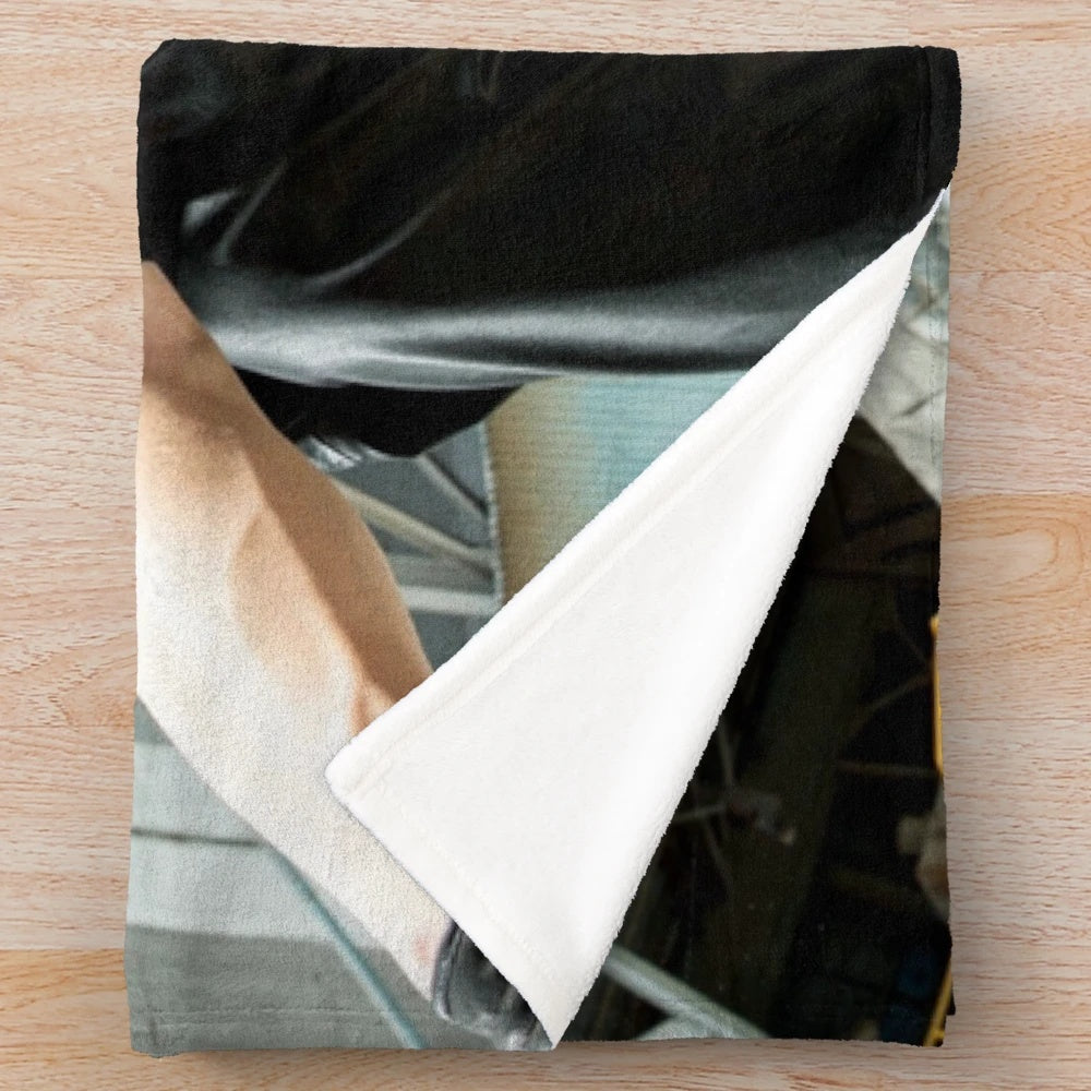 Ateez themed plush blanket featuring the members and "The World EP.1: Movement Guerrilla" design