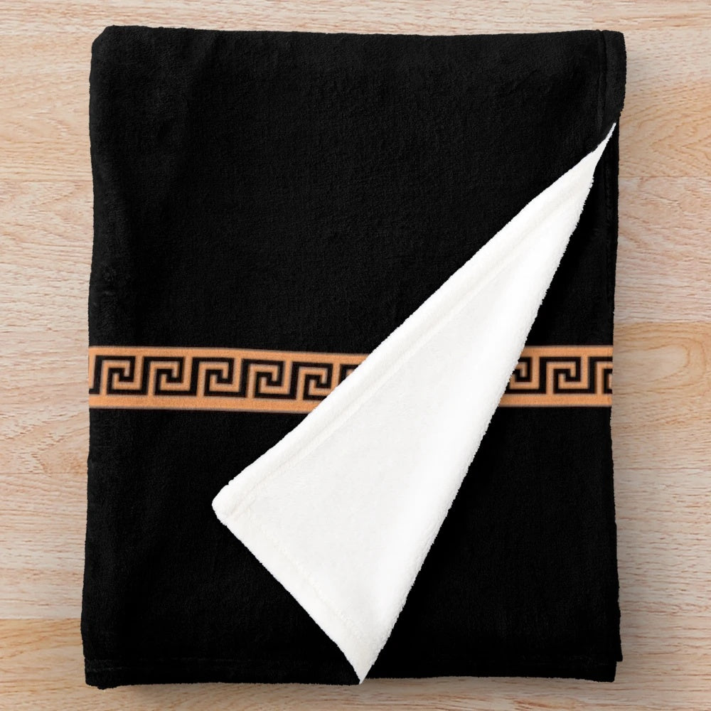 Athena-Inspired Plush Blanket featuring ancient Greek pottery design
