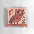 Athena's Owl Pillow - Elegant digital illustration of an owl, symbol of the Greek goddess Athena