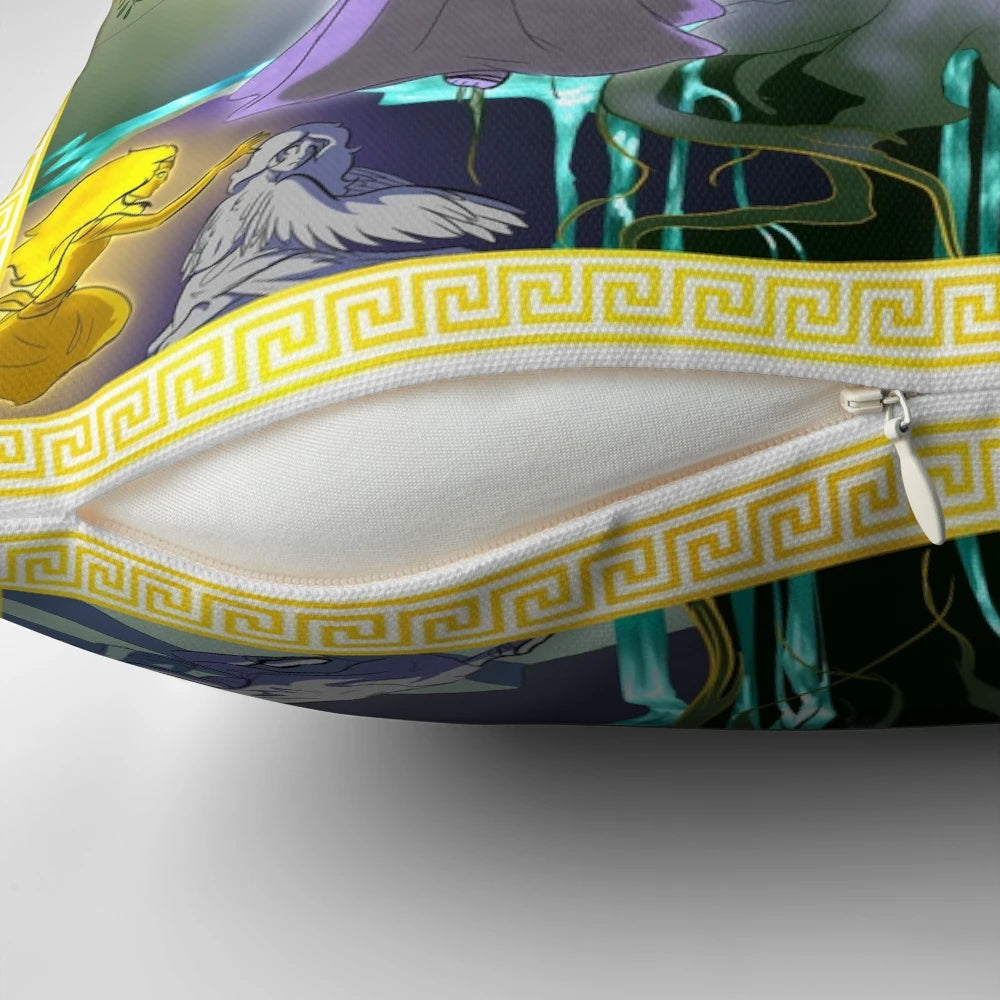 Athena's Tapestry Inspired Pillow - High-Quality Decorative Cushion Featuring Greek Mythology Imagery