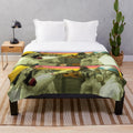 Plush blanket with nuclear disaster-inspired design