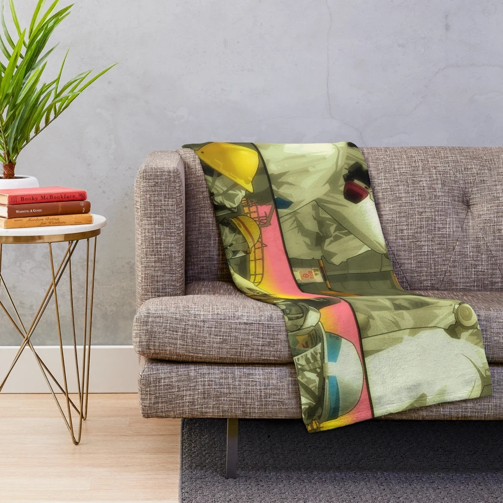 Plush blanket with nuclear disaster-inspired design