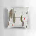 Hanging Orbs Pillow with Atomic Age Inspired Abstract Art Design