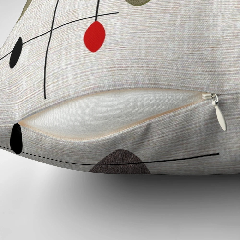 Hanging Orbs Pillow with Atomic Age Inspired Abstract Art Design