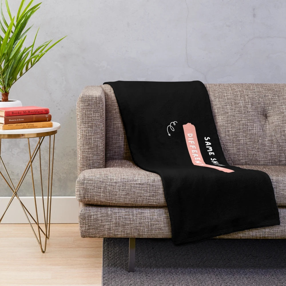 Pink plush blanket with attitude design and fun office humor