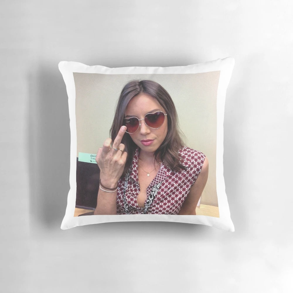 Aubrey Plaza "April Ludgate" character pillow from the TV show Parks and Recreation