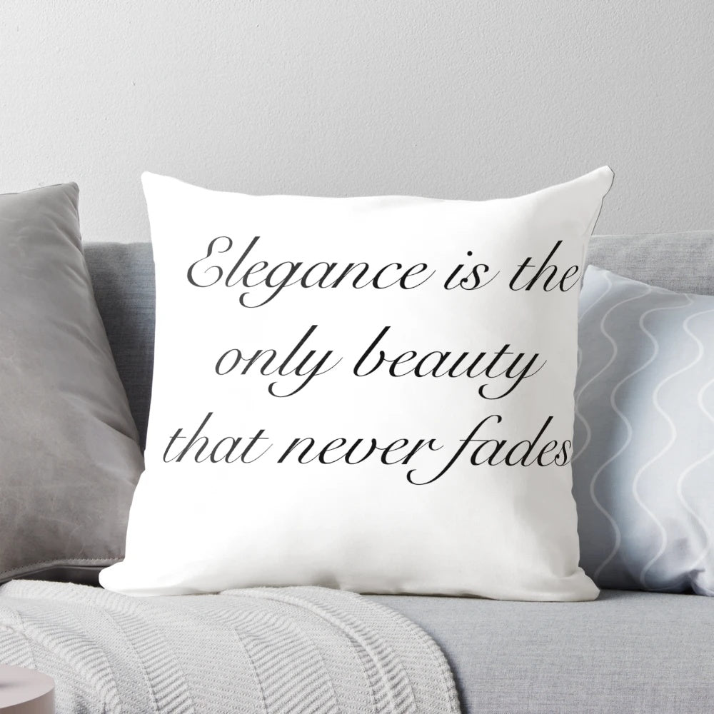 Elegant Audrey Hepburn quote printed on a decorative pillow for home or bedroom.