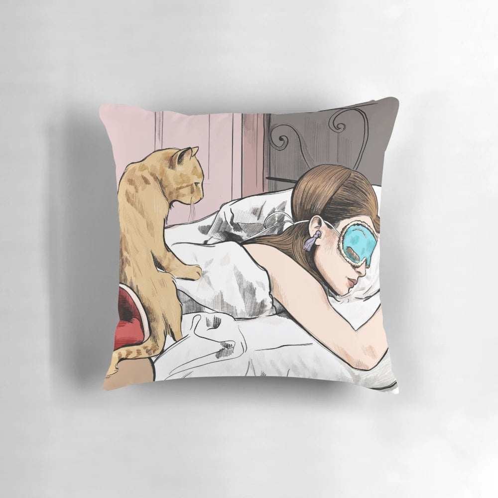 Decorative Pillow Featuring Audrey Hepburn's Character Holly Golightly from the Film Breakfast at Tiffany's