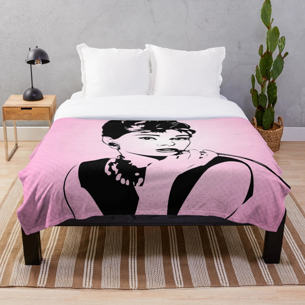 Audrey Hepburn pop art inspired plush blanket