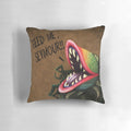 Decorative pillow featuring the carnivorous plant Audrey II from the classic musical Little Shop of Horrors