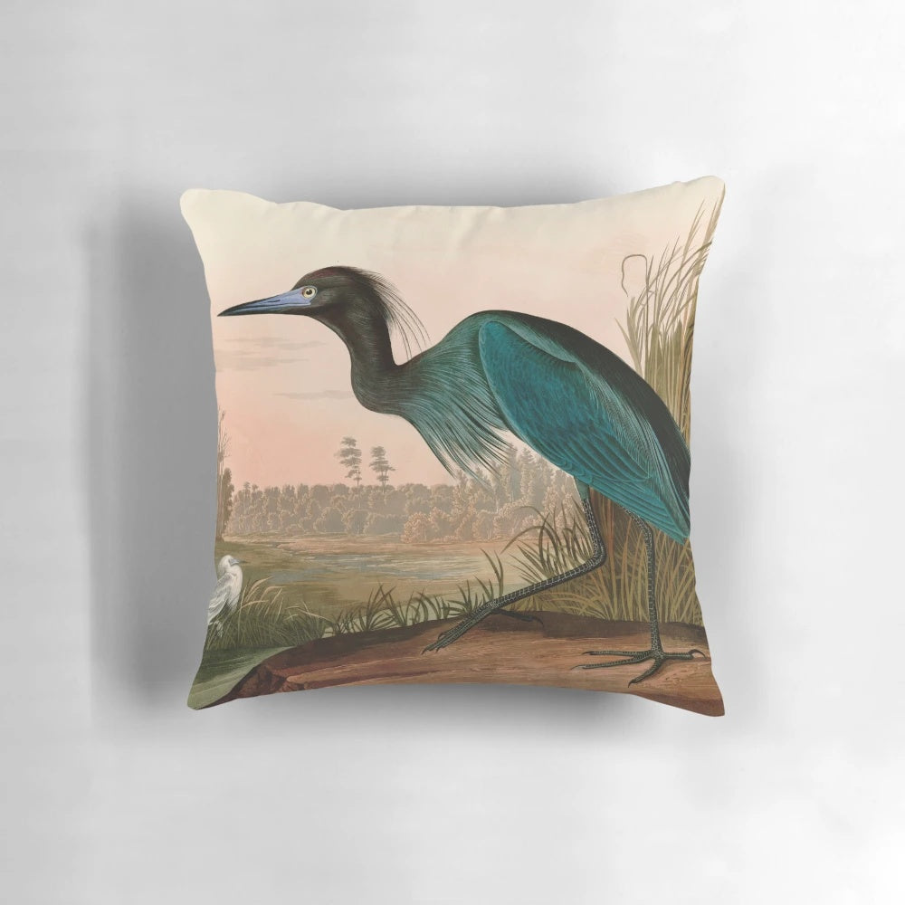 Vintage-style illustration of a blue crane or heron bird from the Birds of America collection by John James Audubon